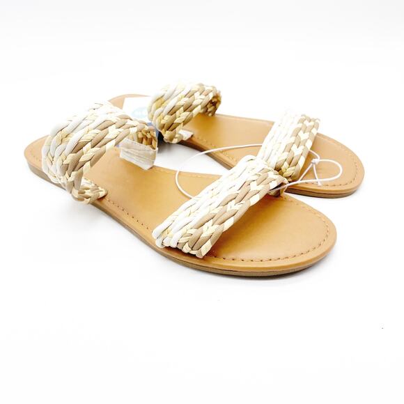 Universal Thread Women's Anita Wide Width Two-band Slide Sandals Beige Size 9.5 - Picture 4 of 7